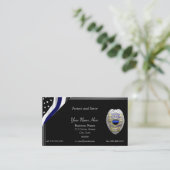Thin Blue Line Custom Flag and Badge Visitekaartje (Staand voorkant)