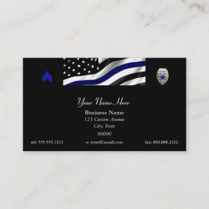 Thin Blue Line Custom Flag and Badge Visitekaartje