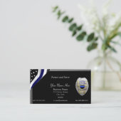 Thin Blue Line Custom Flag and Badge Visitekaartje (Staand voorkant)