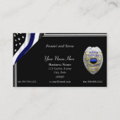 Thin Blue Line Custom Flag and Badge Visitekaartje (Voorkant)