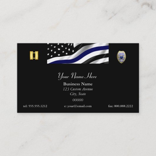 Thin Blue Line Custom Flag and Badge Visitekaartje (Voorkant)