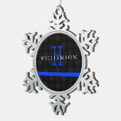 Thin Blue Line Custom Monogram Tin Sneeuwvlok Ornament (Rechts)