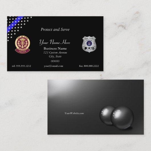 Thin Blue Line Custom Patch en Badge Visitekaartje (Voorkant / Achterkant)