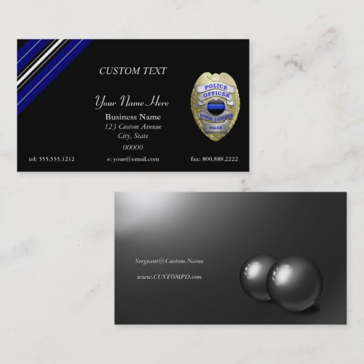 Thin Blue Line Custom Patch en Badge Visitekaartje (Voorkant / Achterkant)