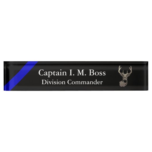 Thin Blue Line Deer Head Name Bord Naambordje (Voorkant)