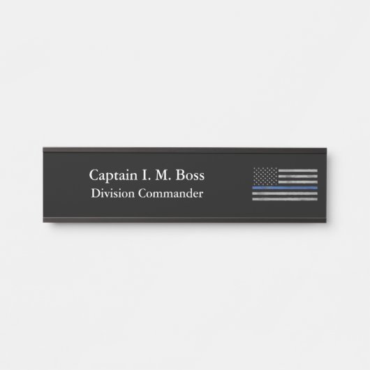 Thin Blue Line - Distress Tattered Flag Deurbordje (Voorkant)