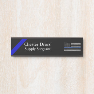 Thin Blue Line - Distress Tattered Flag Deurbordje