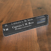 Thin Blue Line - Distsed Tattered Flag Name plat Naambordje (Zijkant)