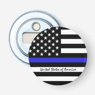 Thin Blue Line en American Flag Police / USA kanto Button Flesopener