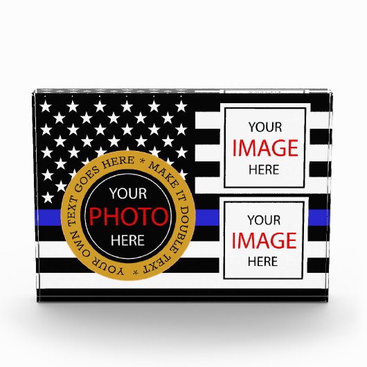 Thin Blue Line en American Flag Police / USA kanto Fotoblokken (Voorkant)