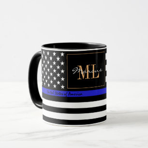 Thin Blue Line en American Flag Police / USA kanto Mok