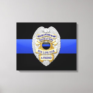 Thin Blue Line en Badge Canvas Afdruk