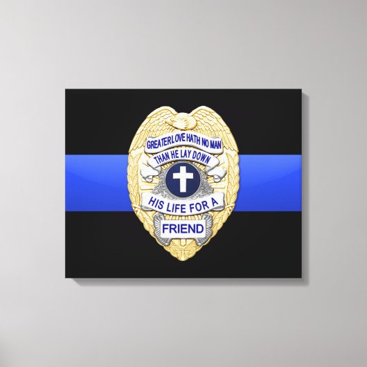 Thin Blue Line en Badge Canvas Afdruk (Voorkant)