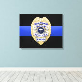Thin Blue Line en Badge Canvas Afdruk (Insitu (Houten vloer))