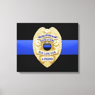 Thin Blue Line en Badge Canvas Afdruk