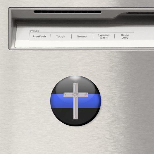 Thin Blue Line en Crystal Cross Magneet (Insitu (Vaatwasser))