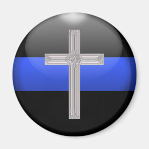 Thin Blue Line en Crystal Cross Magneet