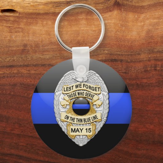Thin Blue Line en Lest We vergeten Badge Sleutelhanger (Voorkant)