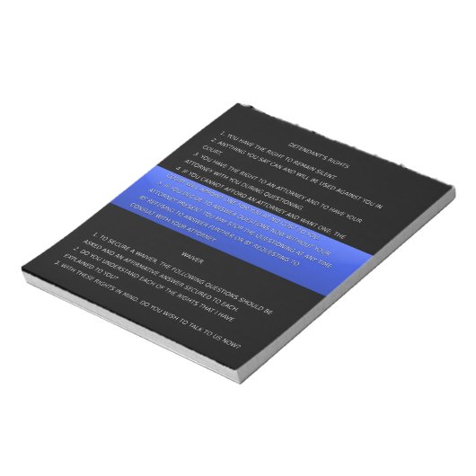 Thin Blue Line en Miranda Rights Warning and Waive Notitieblok (Gedraaid)
