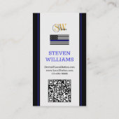 Thin Blue Line en Modern QR Code, Foto / Monogram Visitekaartje (Achterkant)