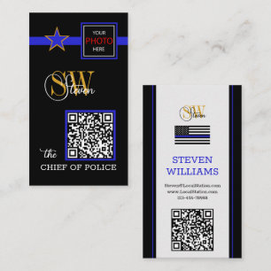 Thin Blue Line en Modern QR Code, Foto / Monogram Visitekaartje