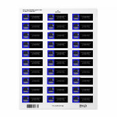 Thin Blue Line Flag, Amerikaanse politie/handhavin Etiket (Full Sheet)
