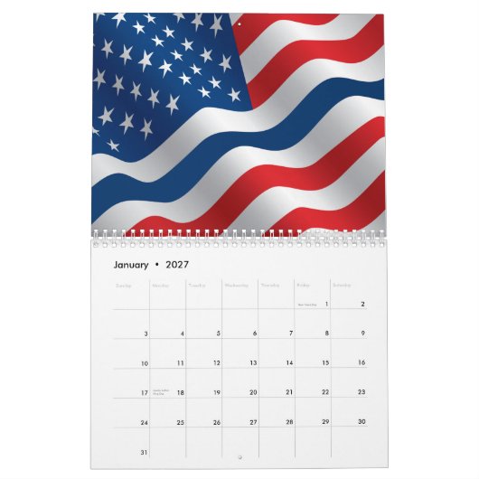 Thin Blue Line Flag Calendar Kalender (Jan 2027)
