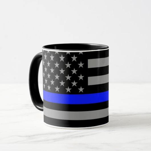 Thin Blue Line Flag Coffee Mok (Voorkant links)