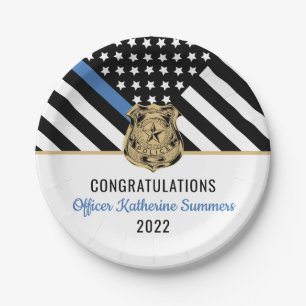 Thin Blue Line Flag Congrates Police Afstuderen Papieren Bordje