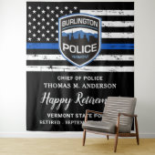 Thin Blue Line Flag Custom Logo Police Retirement Wandkleed (In situ)