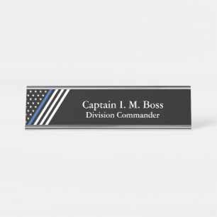 Thin Blue Line Flag Desk Name Bord Bureau Naambordje