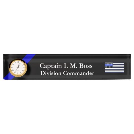 Thin Blue Line Flag Desk Name Bord Naambordje (Voorkant)