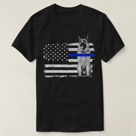 Thin Blue Line Flag German Shepherd K9 Police Desi T-shirt (Design voorkant)