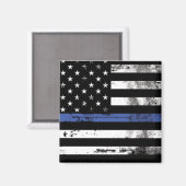 Thin Blue Line Flag Grunge Police Magnet Magneet (Voorkant / Achterkant)