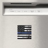 Thin Blue Line Flag Grunge Police Magnet Magneet (Insitu (Vaatwasser))