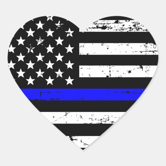 Thin Blue Line Flag Heart Sticker (Voorkant)