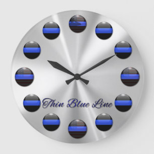 Thin Blue Line Flag Inlay Buttonnen Grote Klok