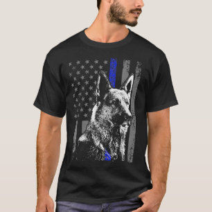 Thin Blue Line Flag K German Shepherd Police Dog T-shirt