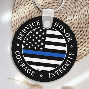 Thin Blue Line Flag Law Enforcement Officer Sleutelhanger