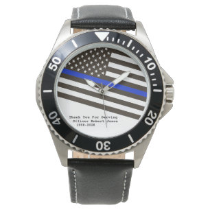 *~* Thin Blue Line Flag Mannen Police Officer Man Horloge
