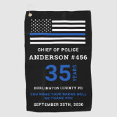 Thin Blue Line Flag Persoonlijk pensioen van polit Golfhanddoek (Voorkant)