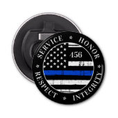 Thin Blue Line Flag Persoonlijke politieman Button Flesopener (Voorkant)