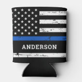 Thin Blue Line Flag Police Academy Afstuderen Blikjeskoeler (Achterkant)