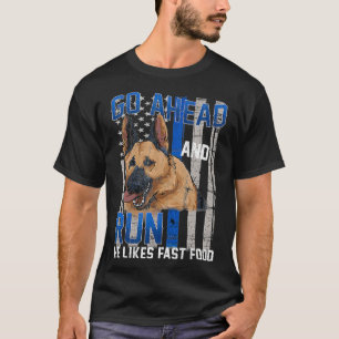 Thin Blue Line Flag Police Dog German Shepherd K9 T-shirt