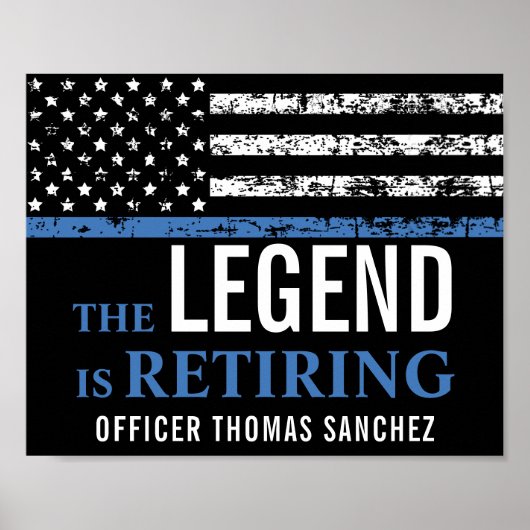 Thin Blue Line Flag Police Retirement Party Poster (Voorkant)