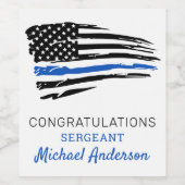 Thin Blue Line Flag Police Retirement Party Wijn Etiket (Enkel label)