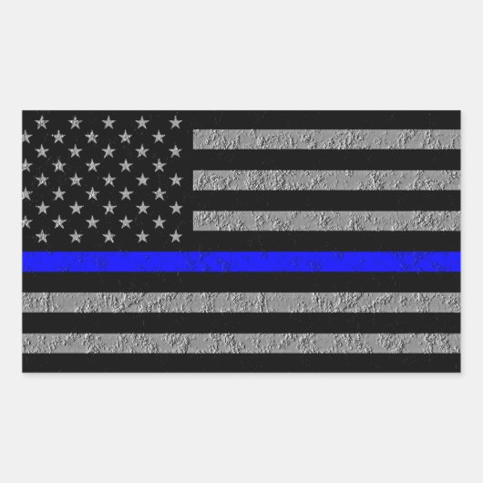 THIN BLUE LINE FLAG SUPPORT POLITION RECHTHOEKIGE STICKER (Voorkant)