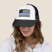 Thin Blue Line Flag Trucker Hat Pet (In situ)