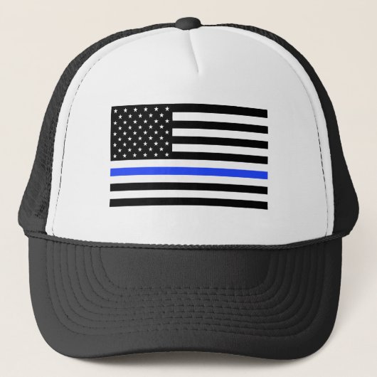Thin Blue Line Flag Trucker Hat Pet (Voorkant)