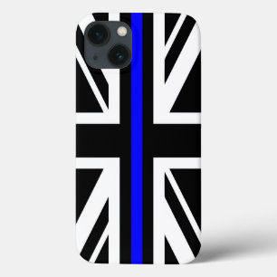 Thin Blue Line Flag united kingdom police cop symb iPhone 13 Hoesje